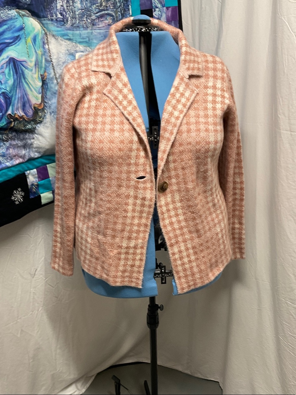Ricki's Peach Houndstooth Single-Button Blazer